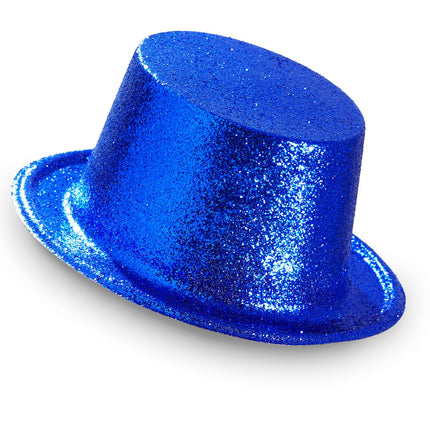 Blå høj hat med glitter