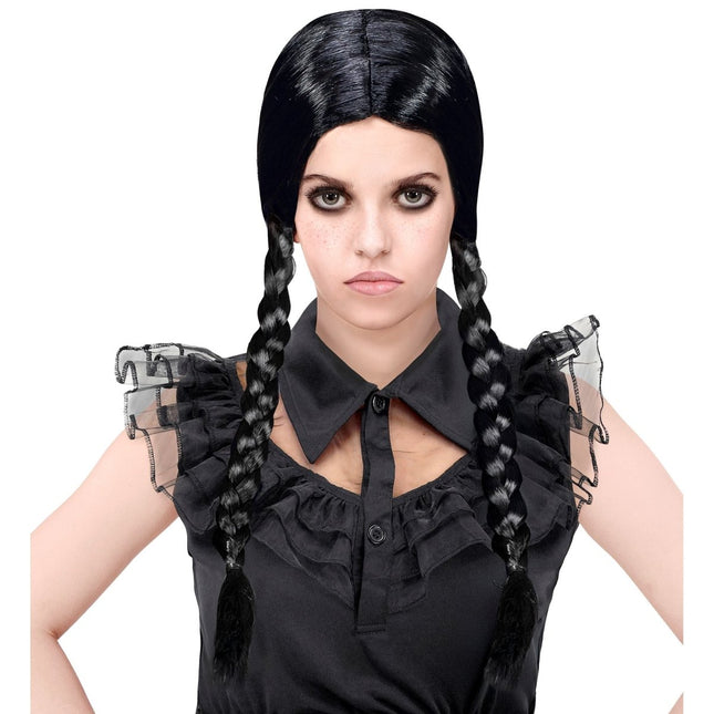 Wednesday Pruik Kind Met Vlechten van Widmann koop je bij Partywinkel