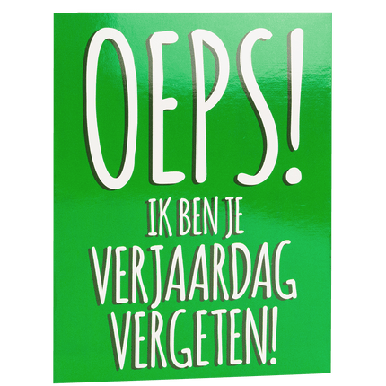 Wenskaart Oeps Vergeten 17cm van Paper Dreams koop je bij Partywinkel