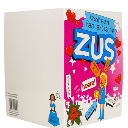 Wenskaart Zus 16,5cm van Paper Dreams koop je bij Partywinkel