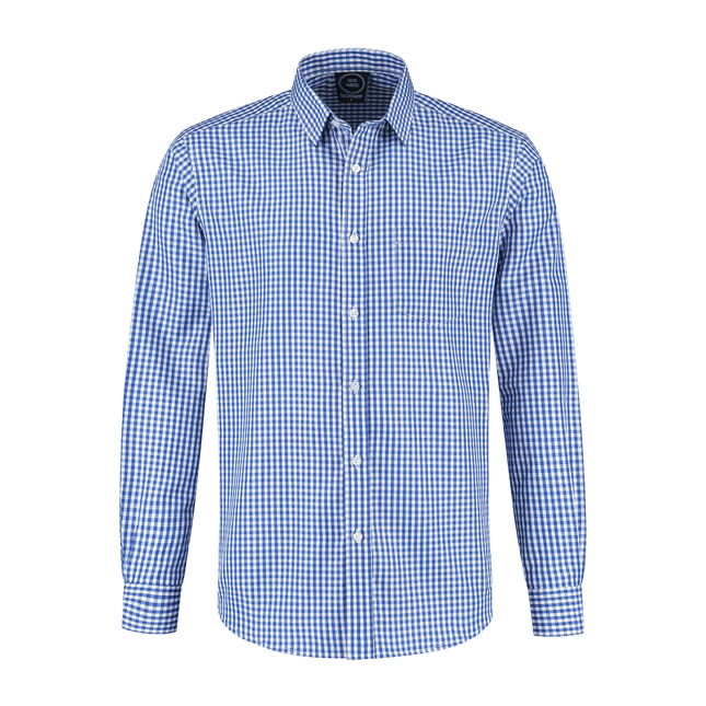 Wit Blauwe Blouse Heren Lange Mouw Geruit van Haus Huberts koop je bij Partywinkel