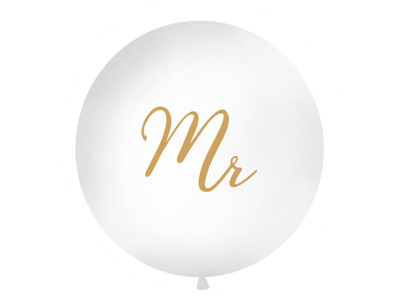 Witte Ballon Mr Goud 1m van Partydeco koop je bij Partywinkel