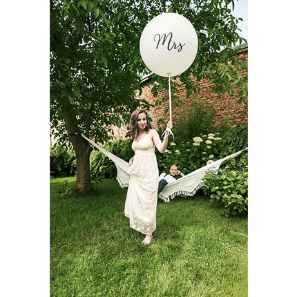 Witte Ballon Mrs 1m van Partydeco koop je bij Partywinkel