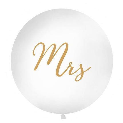 Witte Ballon Mrs Goud 1m van Partydeco koop je bij Partywinkel