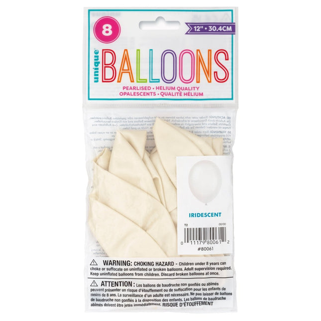 Witte Ballonnen 30cm 8st van Unique koop je bij Partywinkel