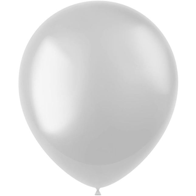 Witte Ballonnen Metallic Pearl White 33cm 10st van Folat koop je bij Partywinkel