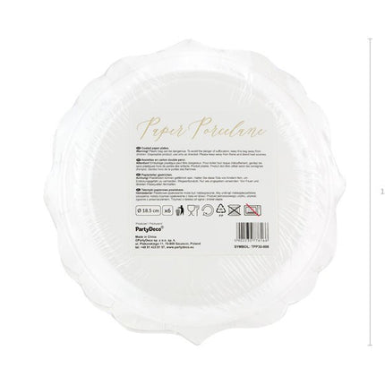 Witte Borden Gouden Rand 18,5cm 6st van Partydeco koop je bij Partywinkel