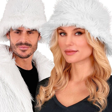 Witte Bucket Hat Pluche van Widmann koop je bij Partywinkel
