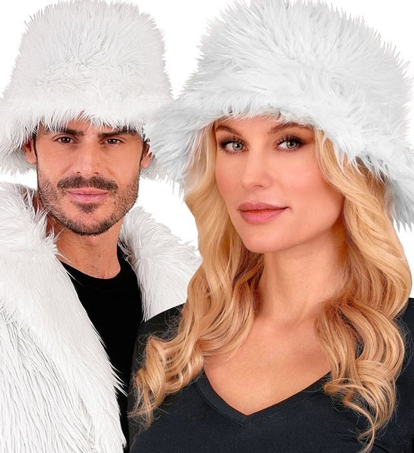 Witte Bucket Hat Pluche van Widmann koop je bij Partywinkel