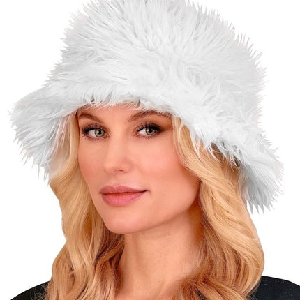 Witte Bucket Hat Pluche van Widmann koop je bij Partywinkel