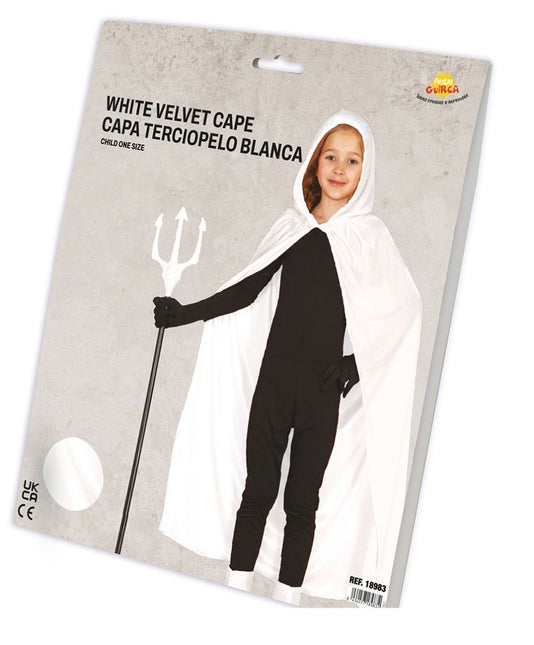 Witte Cape Kind Met Capuchon 1m van Fiestas Guirca koop je bij Partywinkel