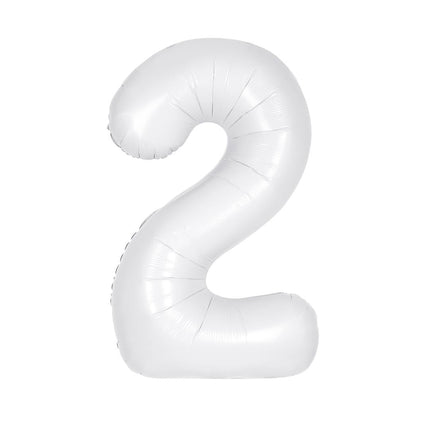 Witte Cijfer Ballon 2 Jaar Matte 86cm van Unique koop je bij Partywinkel