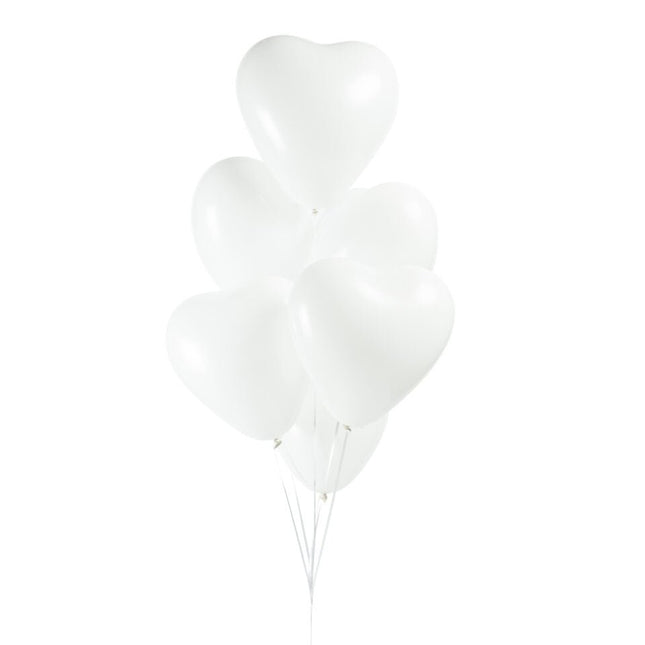 Witte Hartjes Ballonnen 30cm 6st van WeFiesta koop je bij Partywinkel