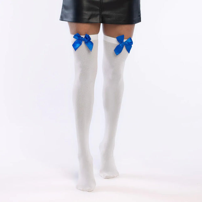 Witte Kousen Met Blauwe Strik van Boland koop je bij Partywinkel