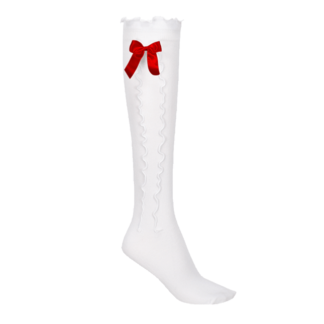 Witte Kousen Met Rode Strik 2st van Haus Huberts koop je bij Partywinkel