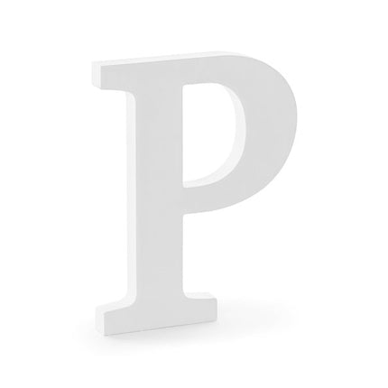 Witte Letter P Hout 20cm van Partydeco koop je bij Partywinkel