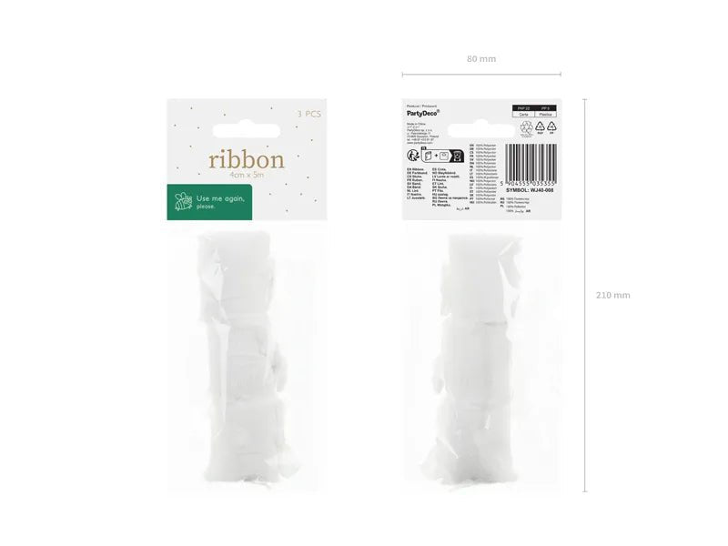 Witte Lint 5m 3st van Partydeco koop je bij Partywinkel