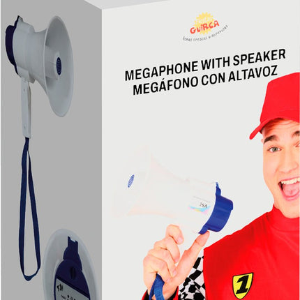 Witte Megafoon van Fiestas Guirca koop je bij Partywinkel