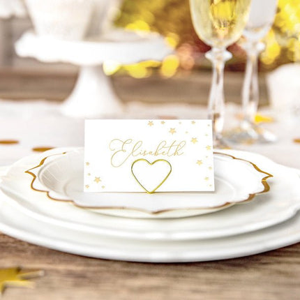 Witte Naamkaartjes Gouden Sterren 9,5cm 10st van Partydeco koop je bij Partywinkel