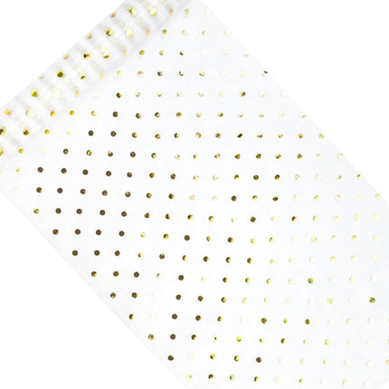 Witte Organza Stof Gouden Stippen 36cm 9m van Partydeco koop je bij Partywinkel
