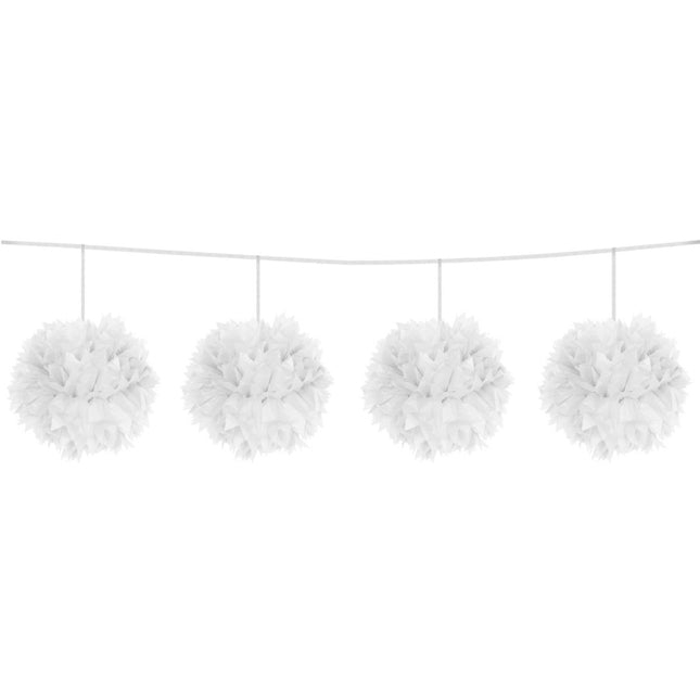 Witte Slinger Pompon 12cm 3m van Folat koop je bij Partywinkel