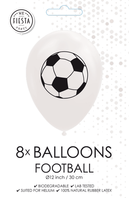Witte Voetbal Ballonnen 30,5cm 8st van WeFiesta koop je bij Partywinkel