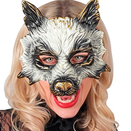 Wolf Masker Zwart Wit van Widmann koop je bij Partywinkel