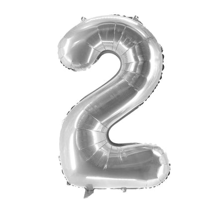 2 år talballon, sølv, tom, 1 m