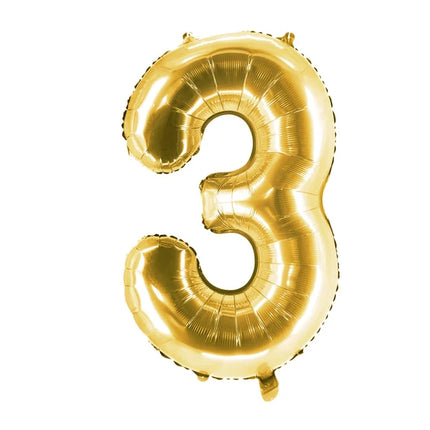 3 år talballon, guld, tom, 1 m