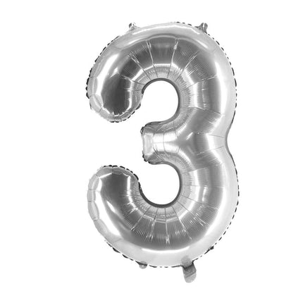 3-års talballon, sølv, tom, 1 m