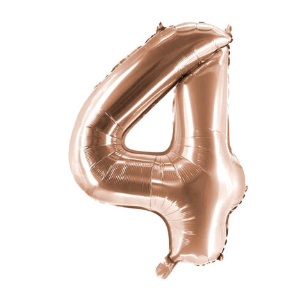4 år, talballon, rosaguld, tom, 1 m