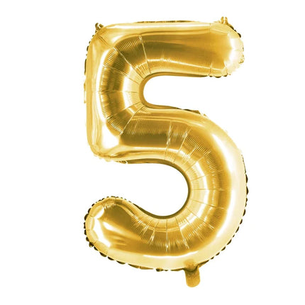 5-års talballon, guld, tom, 1 m