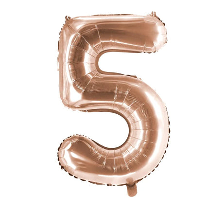 5-års talballon, rosaguld, tom, 1 m