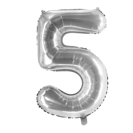 5-års talballon, sølv, tom, 1 m