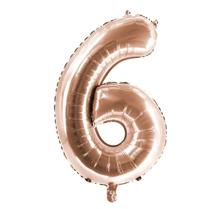 6 års talballon i rosaguld, tom, 1 m
