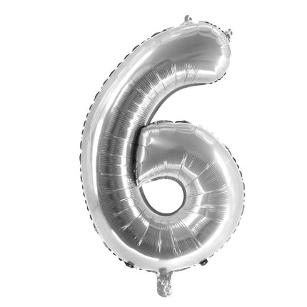 6 år, talballon, sølv, tom, 1 m