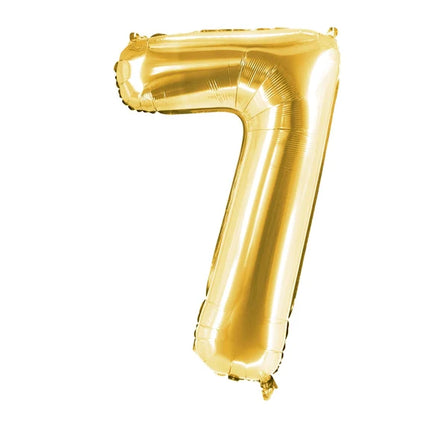 7 år talballon, guld, tom, 1 m