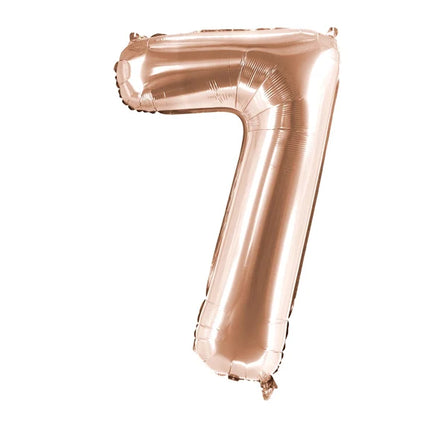 7 års talballon i rosaguld, tom, 1 m