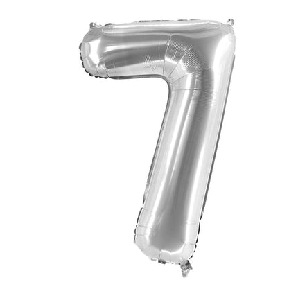 7 år, talballon, sølv, tom, 1 m