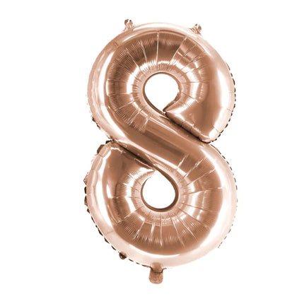8-års talballon, rosaguld, tom, 1 m
