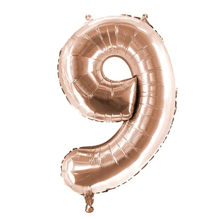 9-års talballon i rosaguld, 1 m, tom