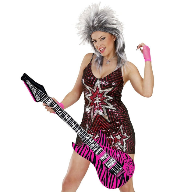 Zebra Nep Gitaar Roze Opblaasbaar 1,05m van Widmann koop je bij Partywinkel