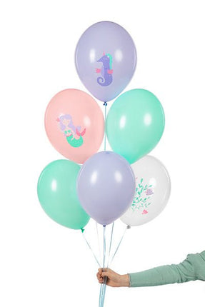 Zeemeermin Ballonnen 30cm 6st van Partydeco koop je bij Partywinkel