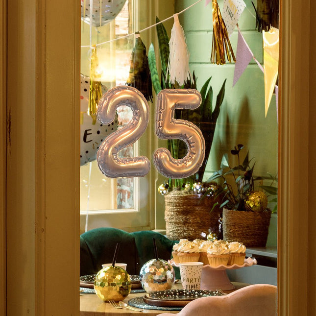 Zilveren 3 Jaar Stickers Folieballon 20cm van Boland koop je bij Partywinkel