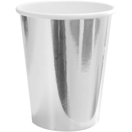 Zilveren Bekers Metallic Karton 250ml 8st van Folat koop je bij Partywinkel