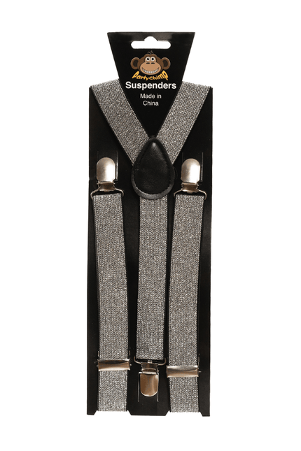 Zilveren Bretels Shiny 2,5cm van Partychimp koop je bij Partywinkel