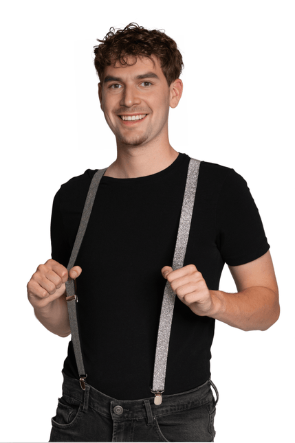 Zilveren Bretels Shiny 2,5cm van Partychimp koop je bij Partywinkel