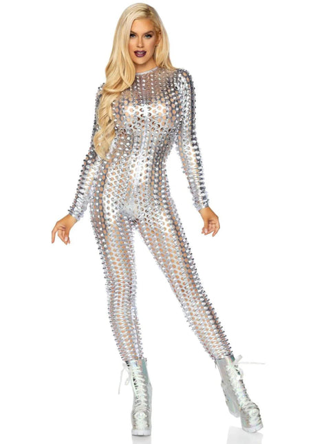 Zilveren Catsuit Dames Leg Avenue van Leg Avenue koop je bij Partywinkel