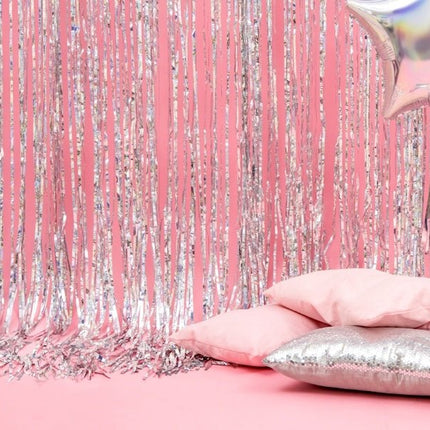 Zilveren Deurgordijn Holografisch 2,5m van Partydeco koop je bij Partywinkel