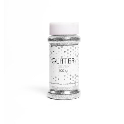 Zilveren Glitters 100gr van WeFiesta koop je bij Partywinkel